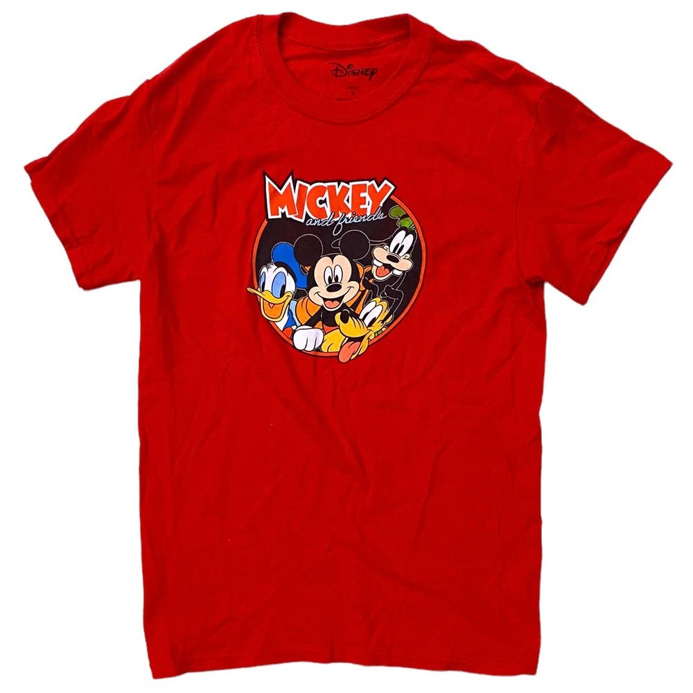 Mickey & Friends Men's Mickey Mouse, Donald Duck, & Goofy Tee T-Shirt - Red